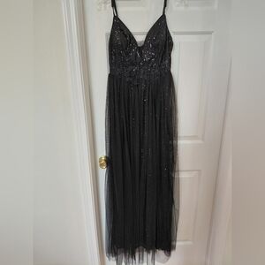 Giffinseti Black Sequin Strap Dress